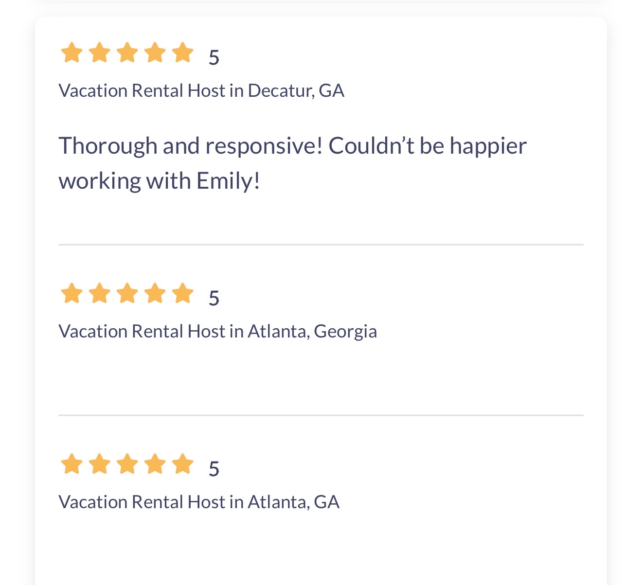 Screenshot of more vacation rental cleaning reviews