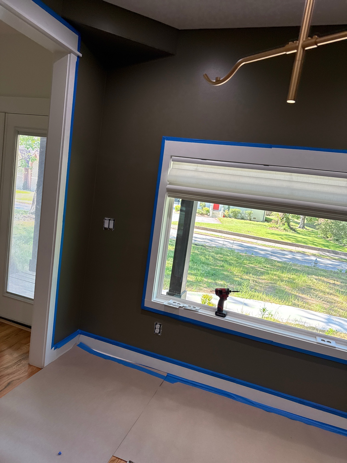 Room masked off before painting