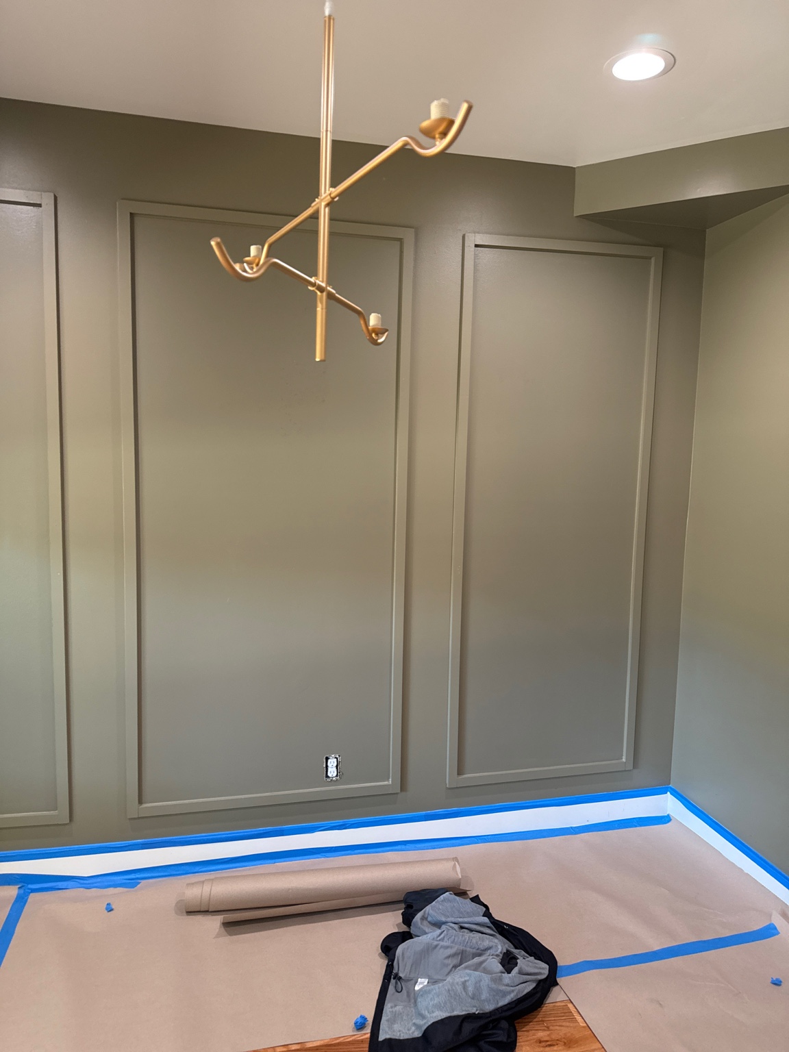 Accent room before painting with paper and tape down